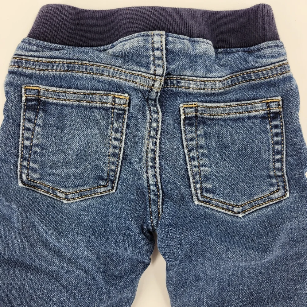 Gap Denim Jeans My 1st Easy Slim Stretch Elastic Waistband Distressed Sz 6-12mo